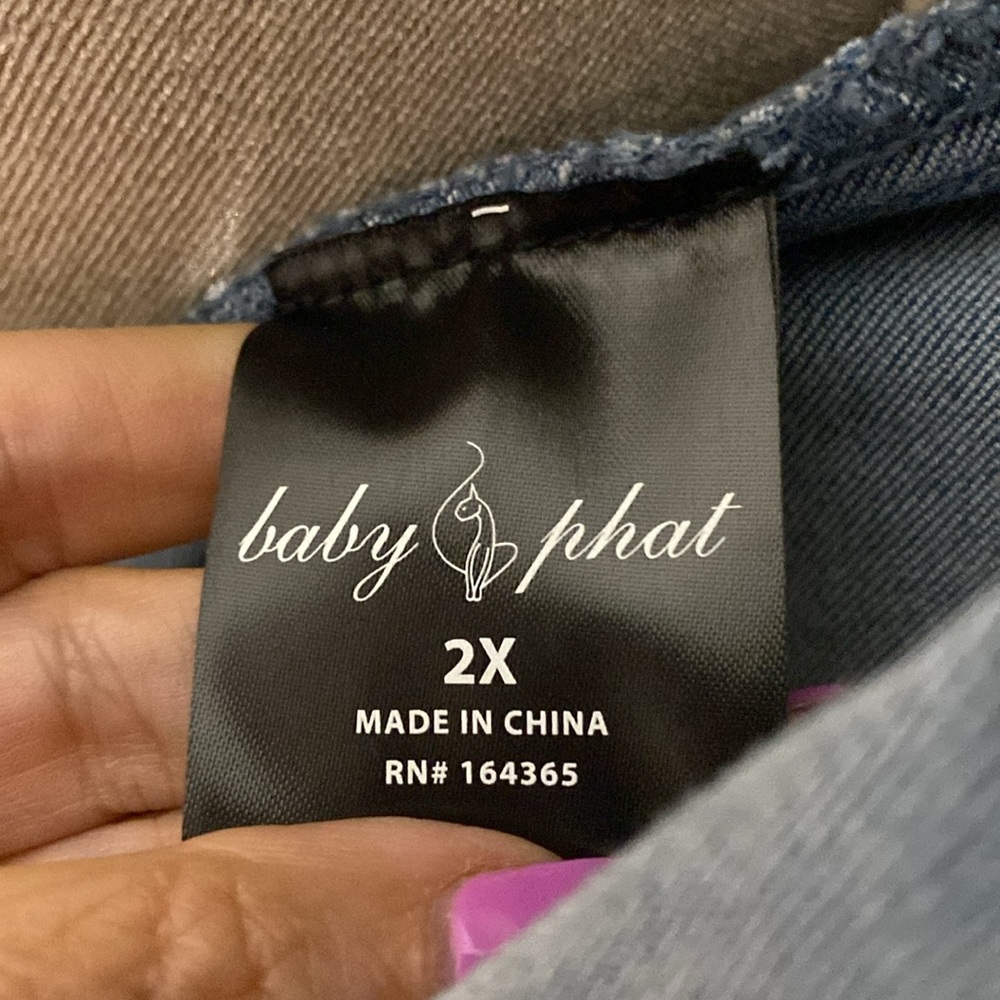 NWT Baby Phat Long Sleeve Denim Dress Gold Hardware with Stretch |Size 2X - Picture 16 of 17